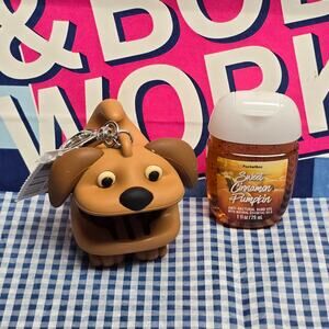 BBW Happy Brown Dog  PocketBac Holder & Sweet Cinnamon Pumpkin Refill Keychain